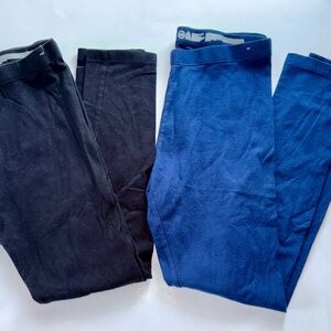 Lot Of 2 Pieces Wonder Nation Girl's Large (10/12) Leggings Black And Blue Navy